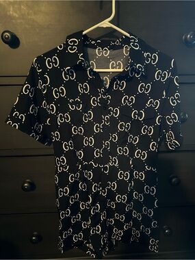 Black Short-Sleeve Romper with White Logo Print